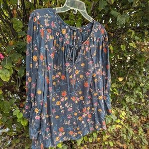 Lucky Brand boho Fall floral blouse 1X